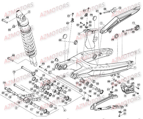 Suspension Arriere AZMOTORS Pieces BETA RR RACING 2T 250 - [2016]