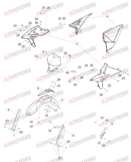 Carenages Avant AZMOTORS Pieces BETA RR RACING 2T 300 - [2016]