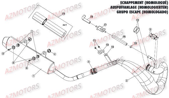 Echappement Homologue Route AZMOTORS Pieces BETA RR RACING 2T 300 - [2016]