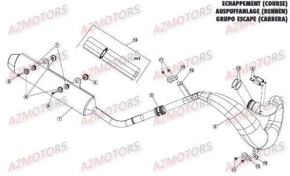 Echappement Version Competition AZMOTORS Pieces BETA RR RACING 2T 300 - [2016]