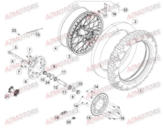 Roue Arriere AZMOTORS Pieces BETA RR RACING 2T 300 - [2016]