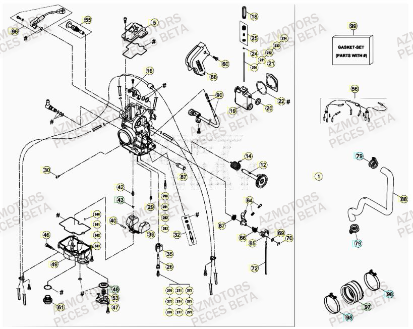 Carburateur AZMOTORS PiÃ¨ces BETA RR RACING 4T 350 - [2013]