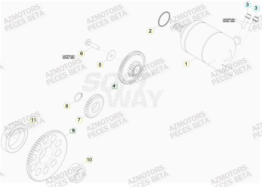 Demarreur AZMOTORS PiÃ¨ces BETA RR RACING 4T 350 - [2013]