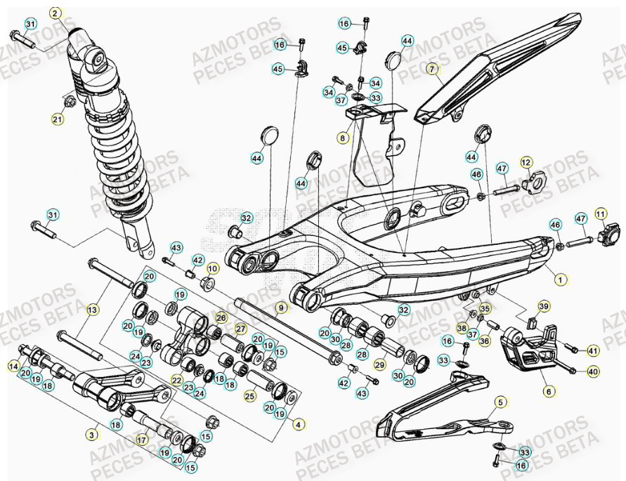 Bras Oscillant AZMOTORS PiÃ¨ces BETA RR RACING 4T 400 - [2013]