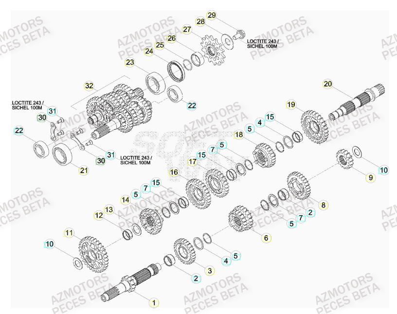 Transmission AZMOTORS PiÃ¨ces BETA RR RACING 4T 400 - [2013]