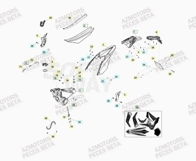 Carenage Arriere AZMOTORS PiÃ¨ces BETA RR RACING 4T 400 - [2014]