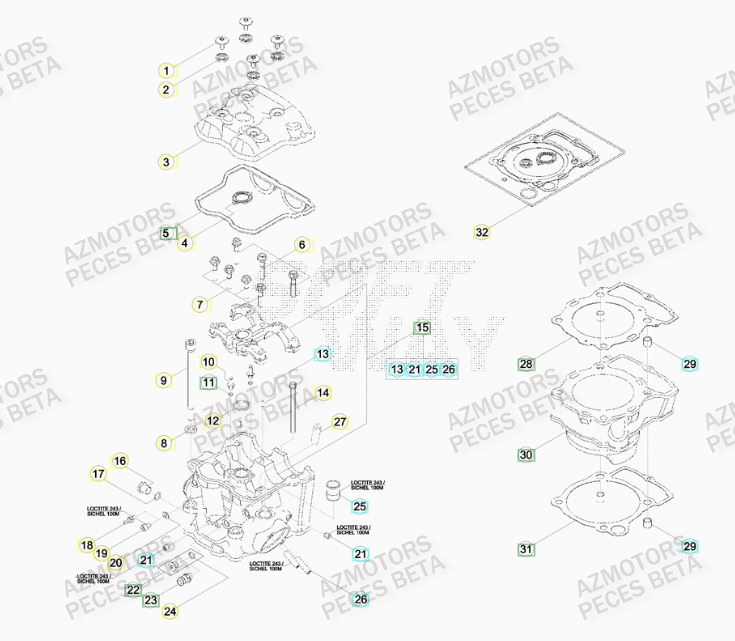 Cylindre AZMOTORS PiÃ¨ces BETA RR RACING 4T 450 - [2013]