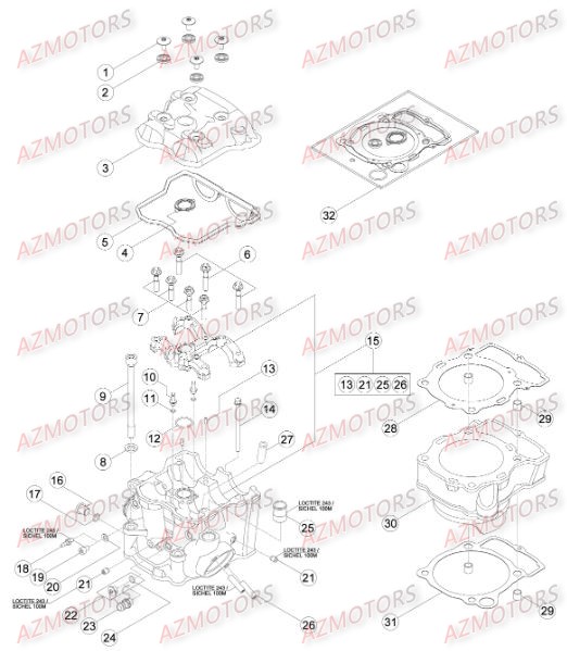 Culasse Cylindre AZMOTORS PiÃ¨ces BETA RR RACING 4T 450 - [2014]