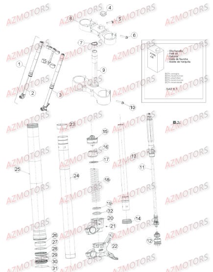 Fourche Du N Serie 201421 A 249999 AZMOTORS PiÃ¨ces BETA RR RACING 4T 450 - [2014]