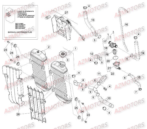 Radiateur AZMOTORS PiÃ¨ces BETA RR RACING 4T 450 - [2014]