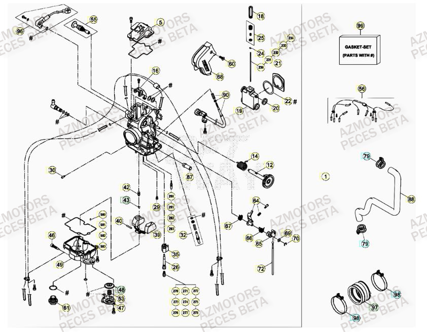 Carburateur AZMOTORS PiÃ¨ces BETA RR RACING 4T 498 - [2013]