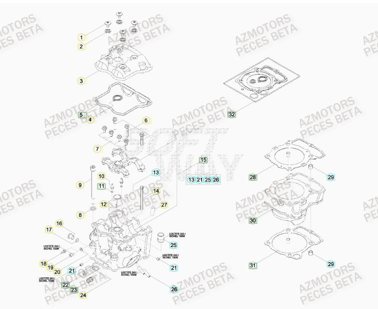 Cylindre AZMOTORS PiÃ¨ces BETA RR RACING 4T 498 - [2013]