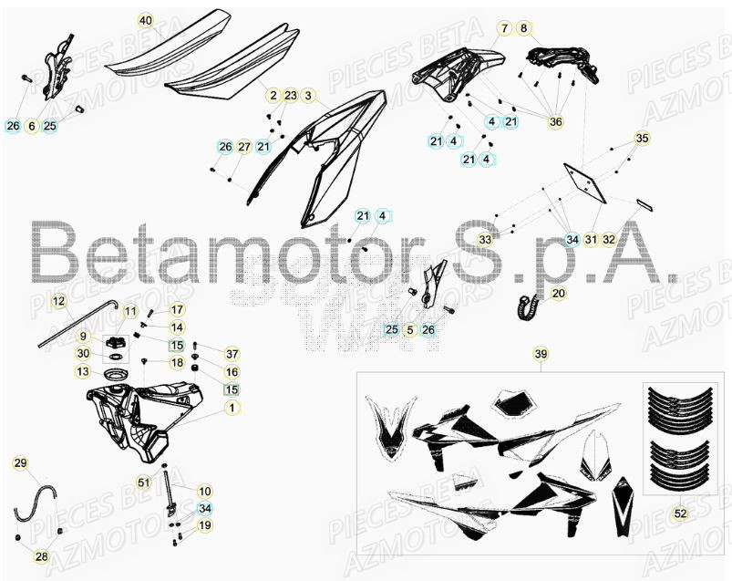 Carenage Arriere AZMOTORS PiÃ¨ces RR 125 2T - 2019