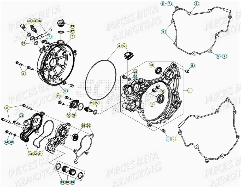 Couvercle Embrayage AZMOTORS PiÃ¨ces RR 125 2T - 2019