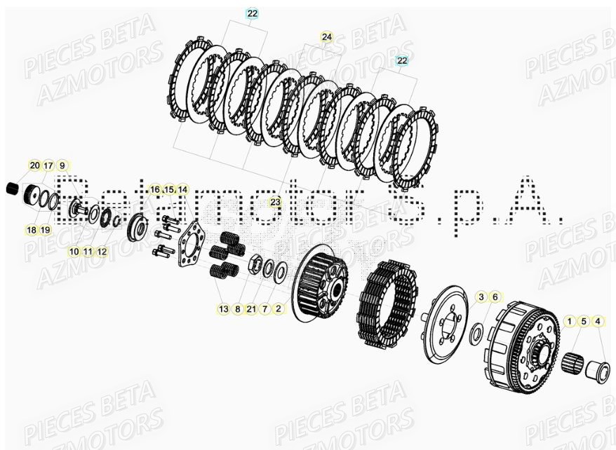 Embrayage AZMOTORS PiÃ¨ces RR 125 2T - 2019