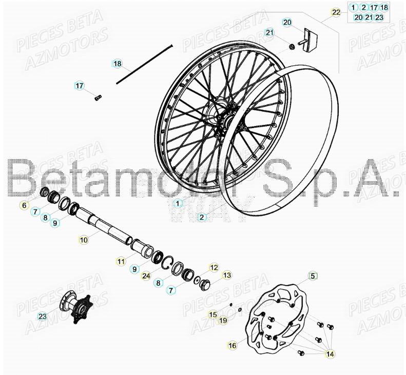 Roue Avant AZMOTORS PiÃ¨ces RR 125 2T - 2019