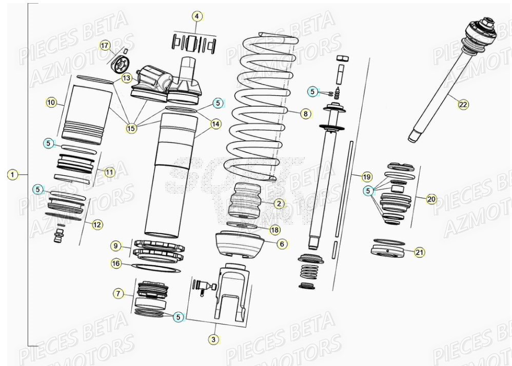 Amortisseur AZMOTORS PiÃ¨ces RR 125 2T - 2020