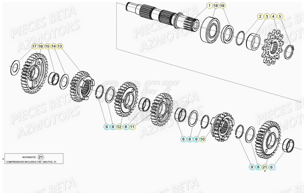 Transmission AZMOTORS PiÃ¨ces RR 125 2T - 2020