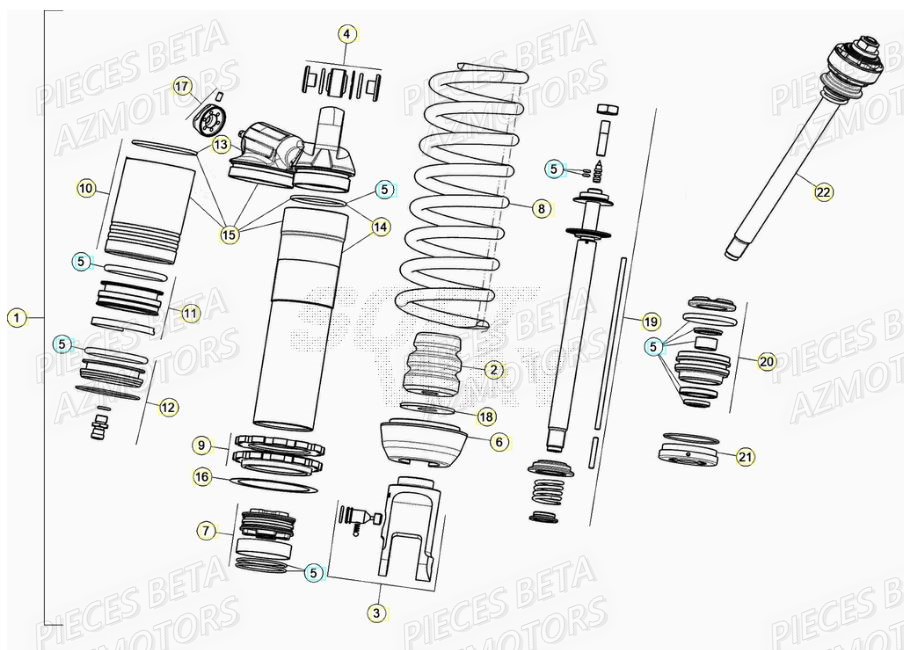 Amortisseur AZMOTORS PiÃ¨ces RR 125 2T - 2021
