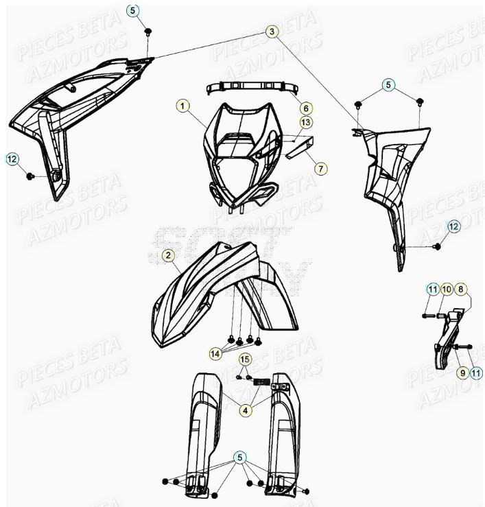 Carenage Avant AZMOTORS PiÃ¨ces RR 125 2T - 2021