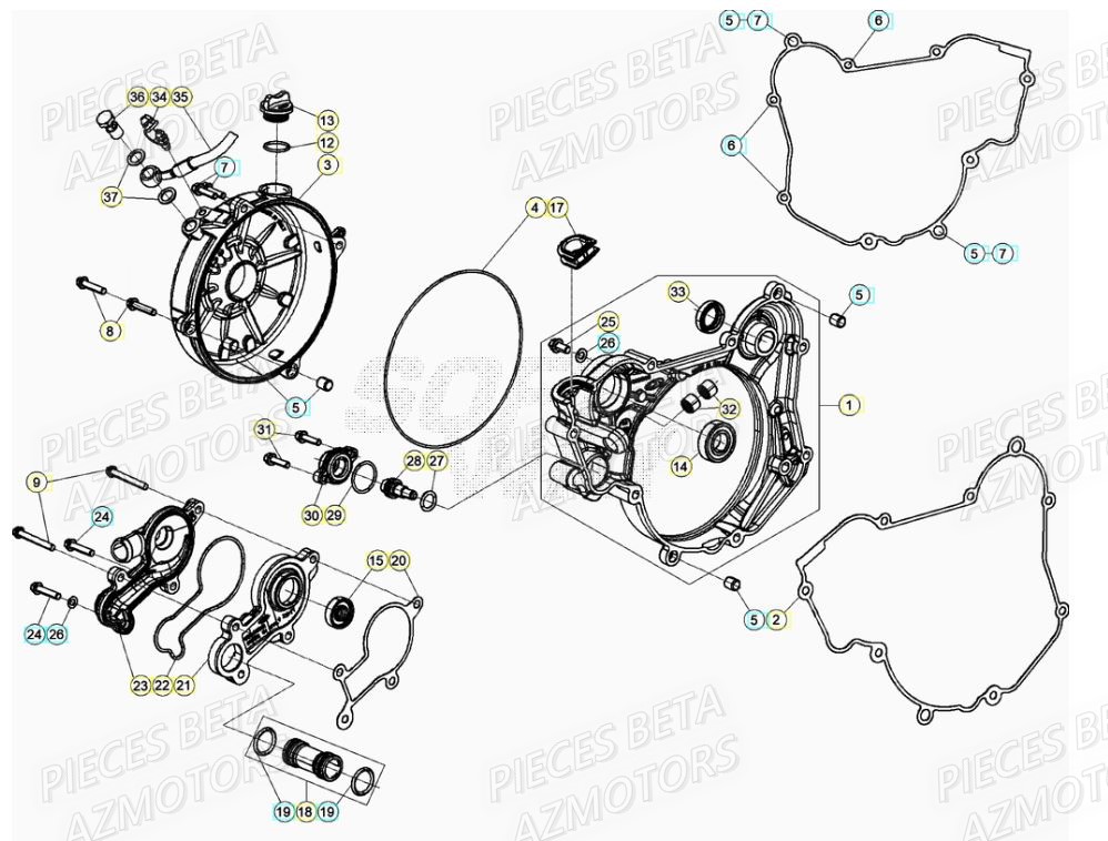 Couvercle Embrayage AZMOTORS PiÃ¨ces RR 125 2T - 2021
