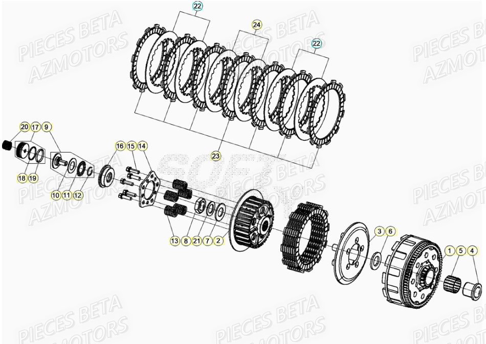 Embrayage AZMOTORS PiÃ¨ces RR 125 2T - 2021