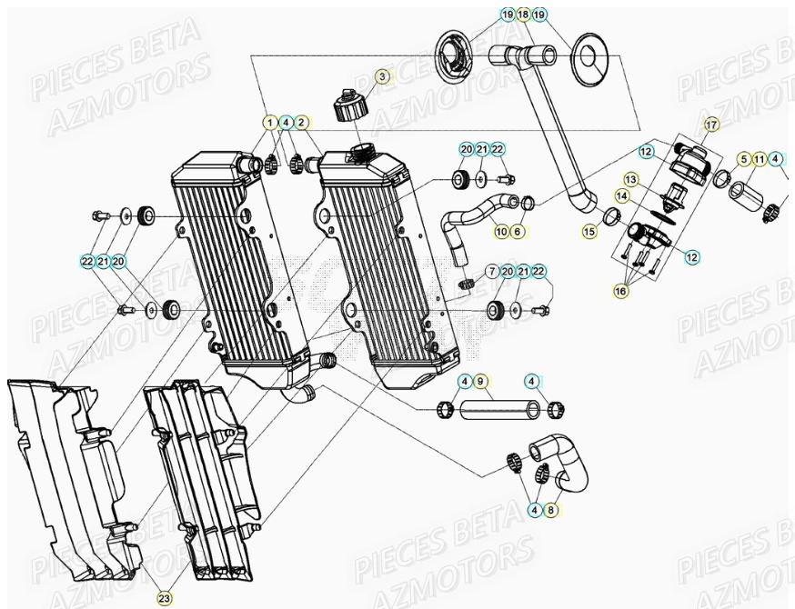Radiateur AZMOTORS PiÃ¨ces RR 125 2T - 2021