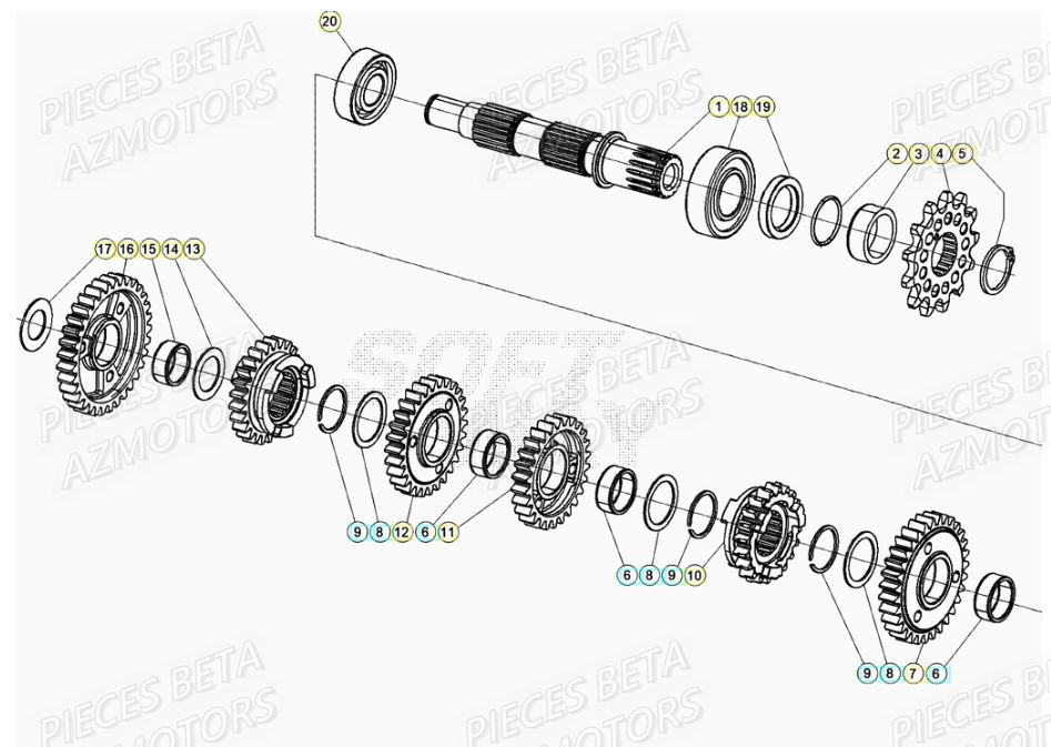 Transmission AZMOTORS PiÃ¨ces RR 125 2T - 2021
