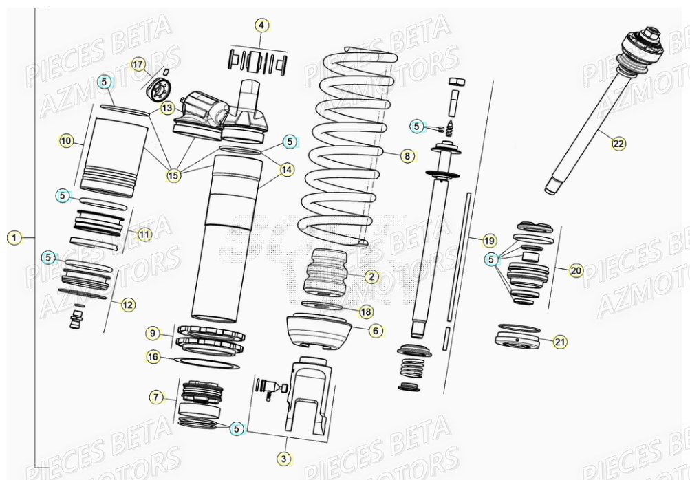 Amortisseur AZMOTORS PiÃ¨ces RR 125 2T - 2022