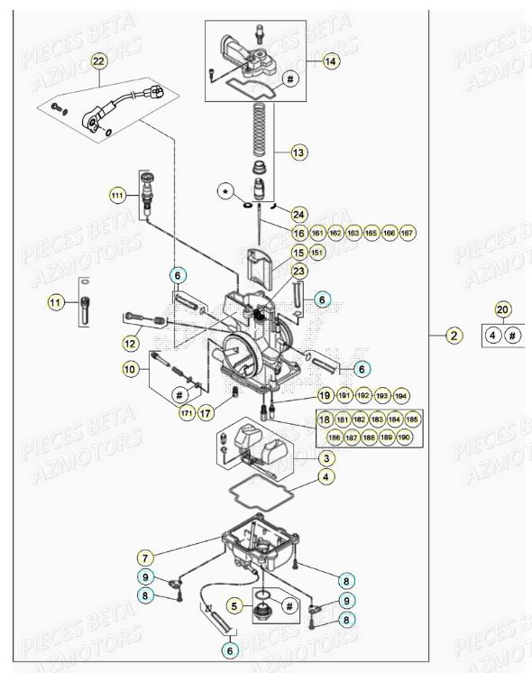 Carburateur AZMOTORS PiÃ¨ces RR 125 2T - 2022