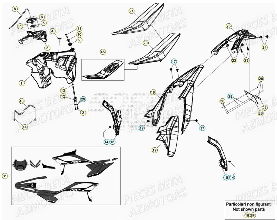 Carenage Arriere AZMOTORS PiÃ¨ces RR 125 2T - 2022