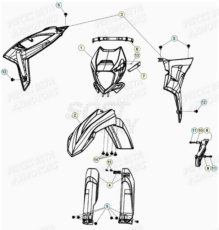 Carenage Avant AZMOTORS PiÃ¨ces RR 125 2T - 2022