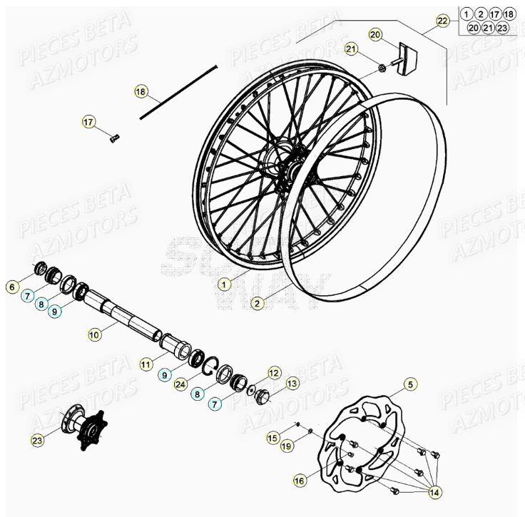 Roue Avant AZMOTORS PiÃ¨ces RR 125 2T - 2022