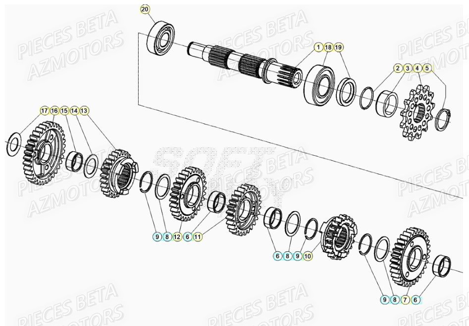Transmission AZMOTORS PiÃ¨ces RR 125 2T - 2022