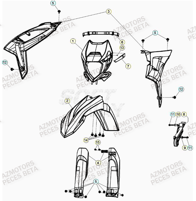 Carenage Avant AZMOTORS PiÃ¨ces RR 125 2T - 2023