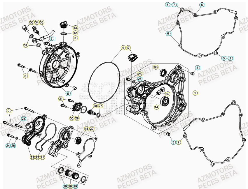 Couvercle Embrayage AZMOTORS PiÃ¨ces RR 125 2T - 2023