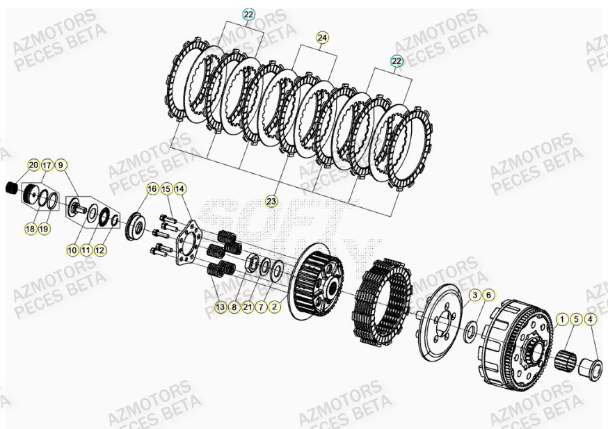 Embrayage AZMOTORS PiÃ¨ces RR 125 2T - 2023