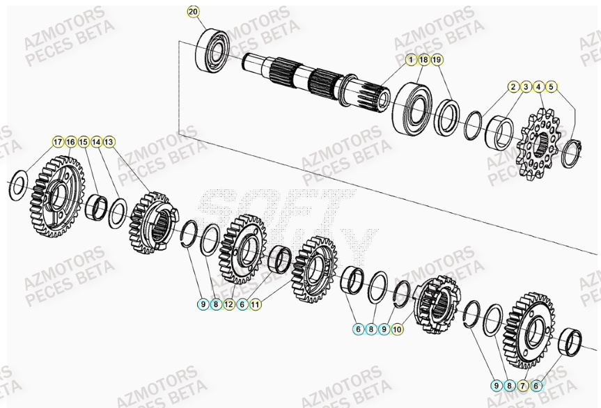 Transmission AZMOTORS PiÃ¨ces RR 125 2T - 2023