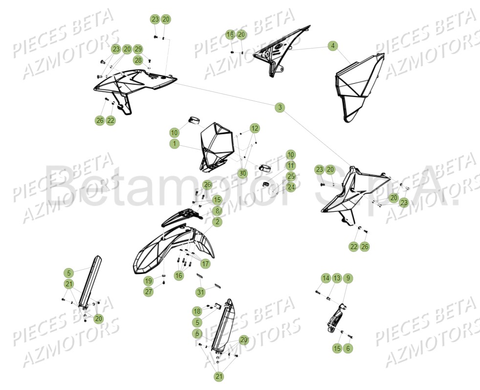 Carenages Reservoir Selle AZMOTORS PiÃ¨ces Beta RR 125 2T - 2018