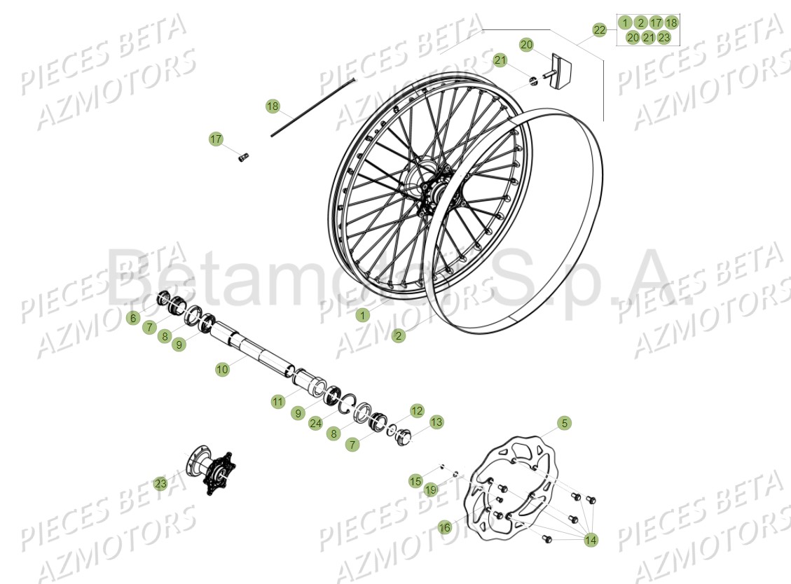 Roue Avant AZMOTORS PiÃ¨ces Beta RR 125 2T - 2018