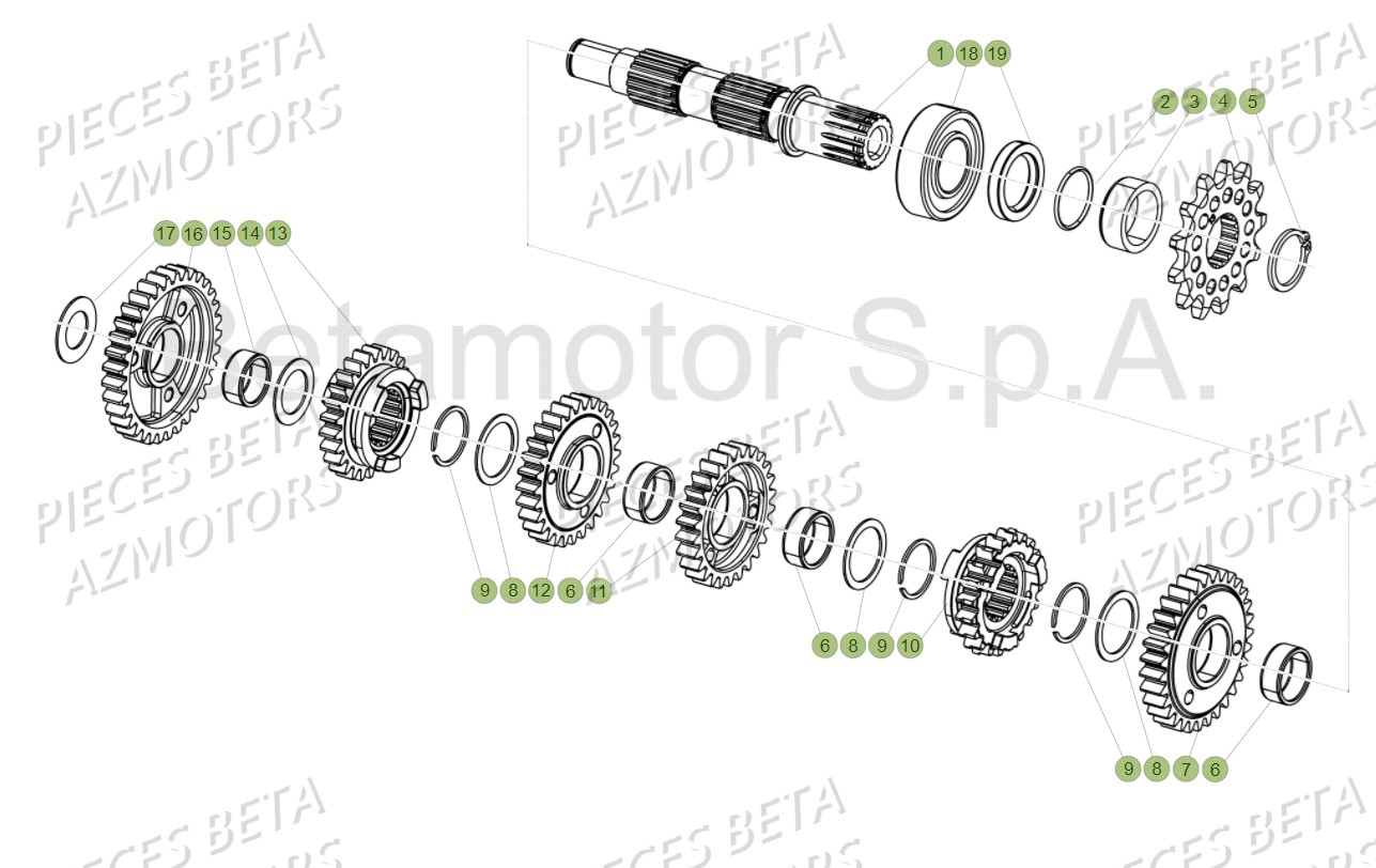 Transmission AZMOTORS PiÃ¨ces Beta RR 125 2T - 2018