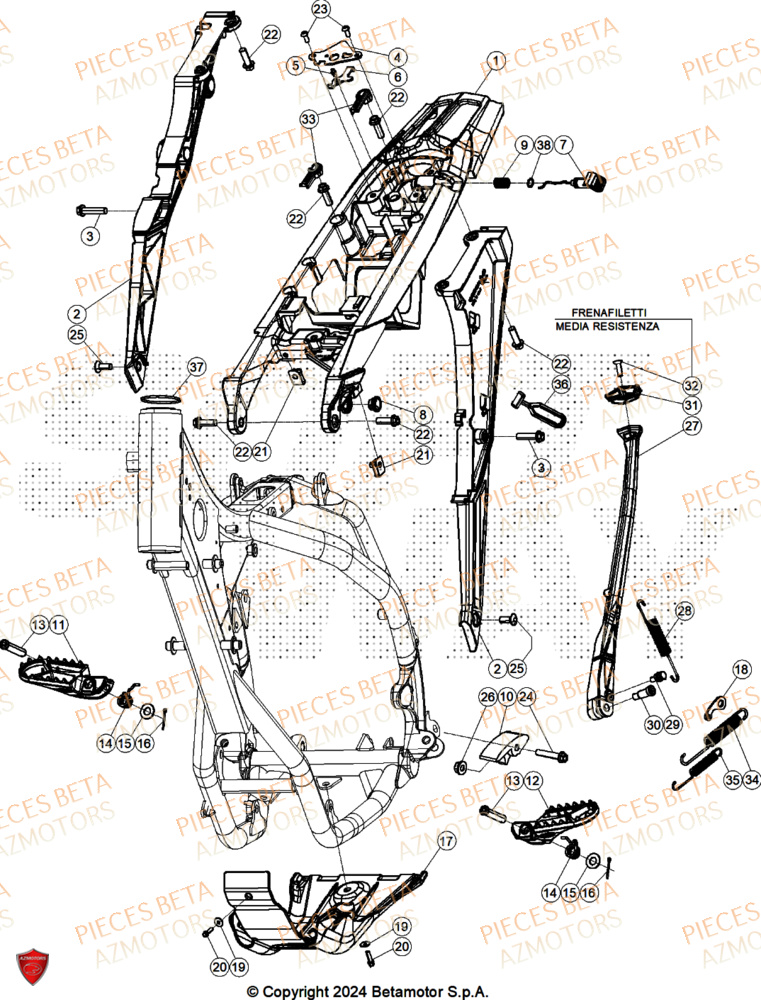 Accessoires Du Chassis AZMOTORS PiÃ¨ces Beta RR 125 2T X-PRO - 2025