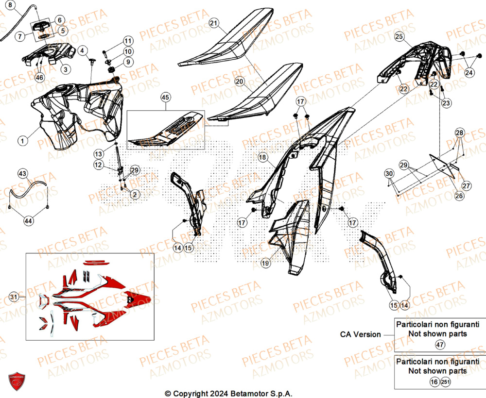 Carenages Arriere AZMOTORS PiÃ¨ces Beta RR 125 2T X-PRO - 2025