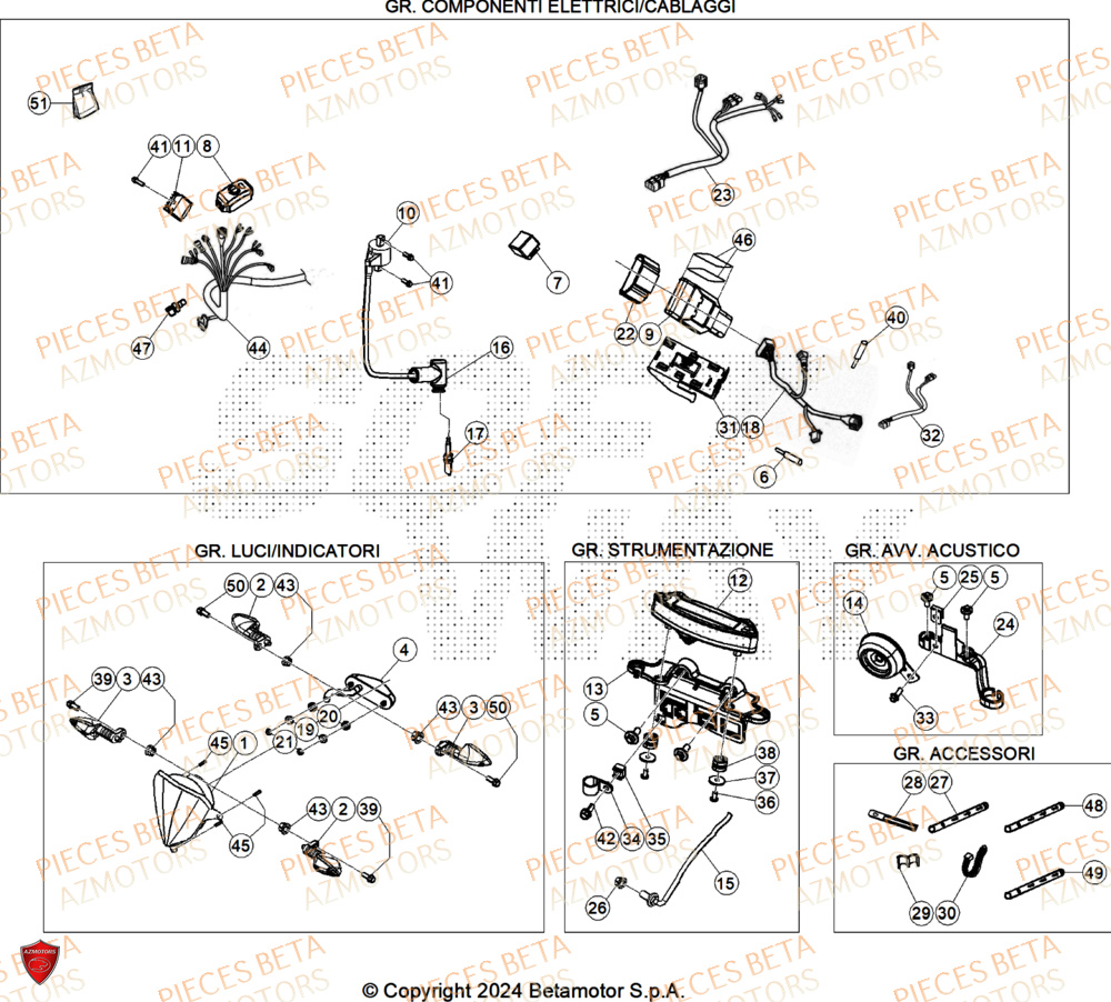 Equipement Electrique AZMOTORS PiÃ¨ces Beta RR 125 2T X-PRO - 2025