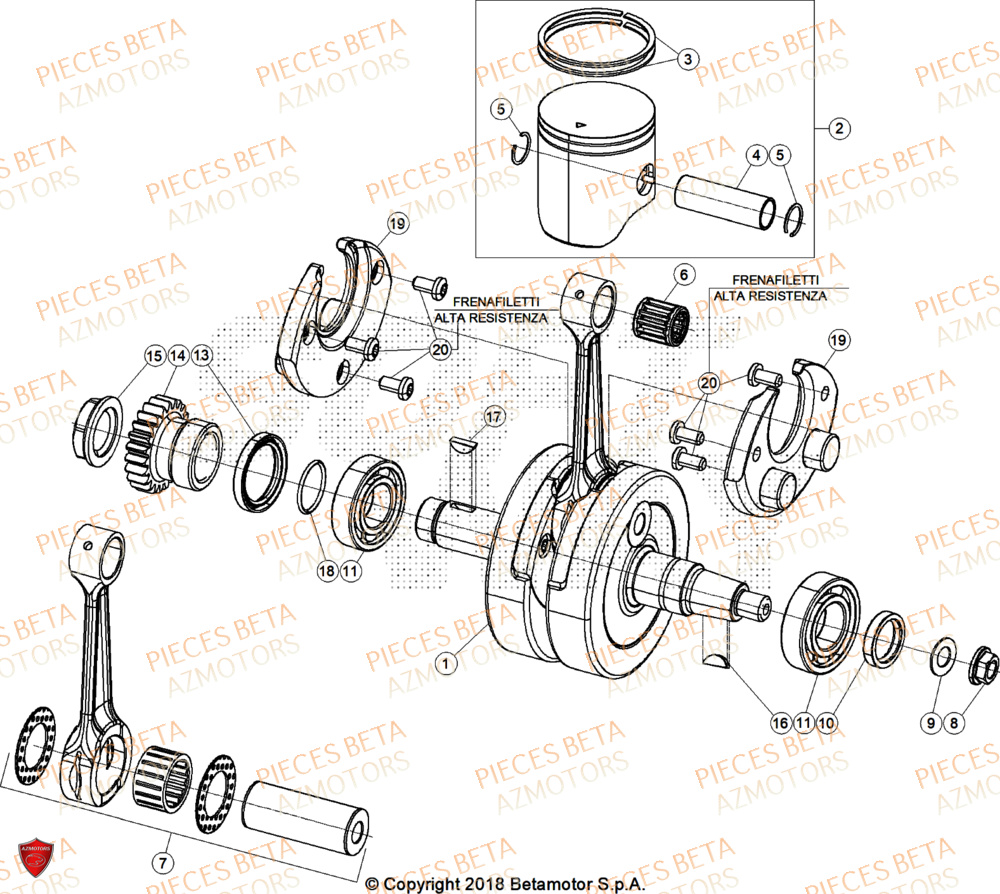 Vilebrequin AZMOTORS PiÃ¨ces Beta RR 125 2T X-PRO - 2025
