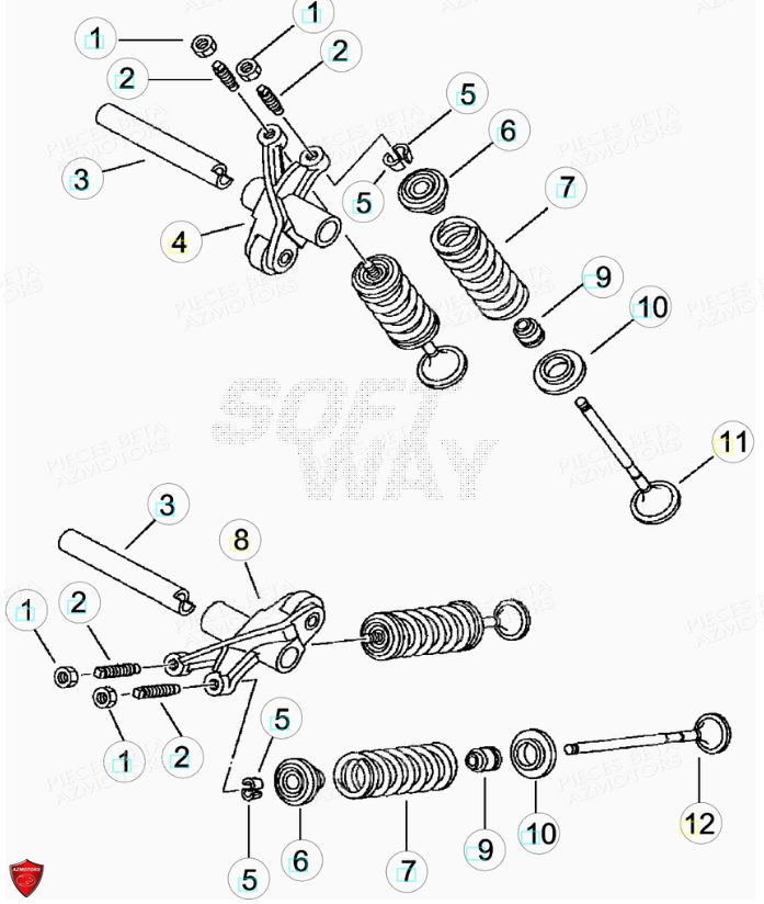 Cylindre Culasse Soupapes AZMOTORS PiÃ¨ces Beta ENDURO RR 125 4T LC - 2019