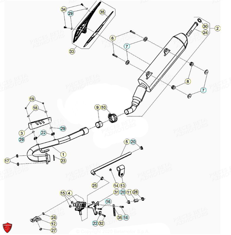 Echappement AZMOTORS PiÃ¨ces Beta ENDURO RR 125 4T LC - 2019