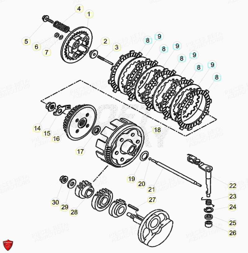 Embrayage AZMOTORS PiÃ¨ces Beta ENDURO RR 125 4T LC - 2019