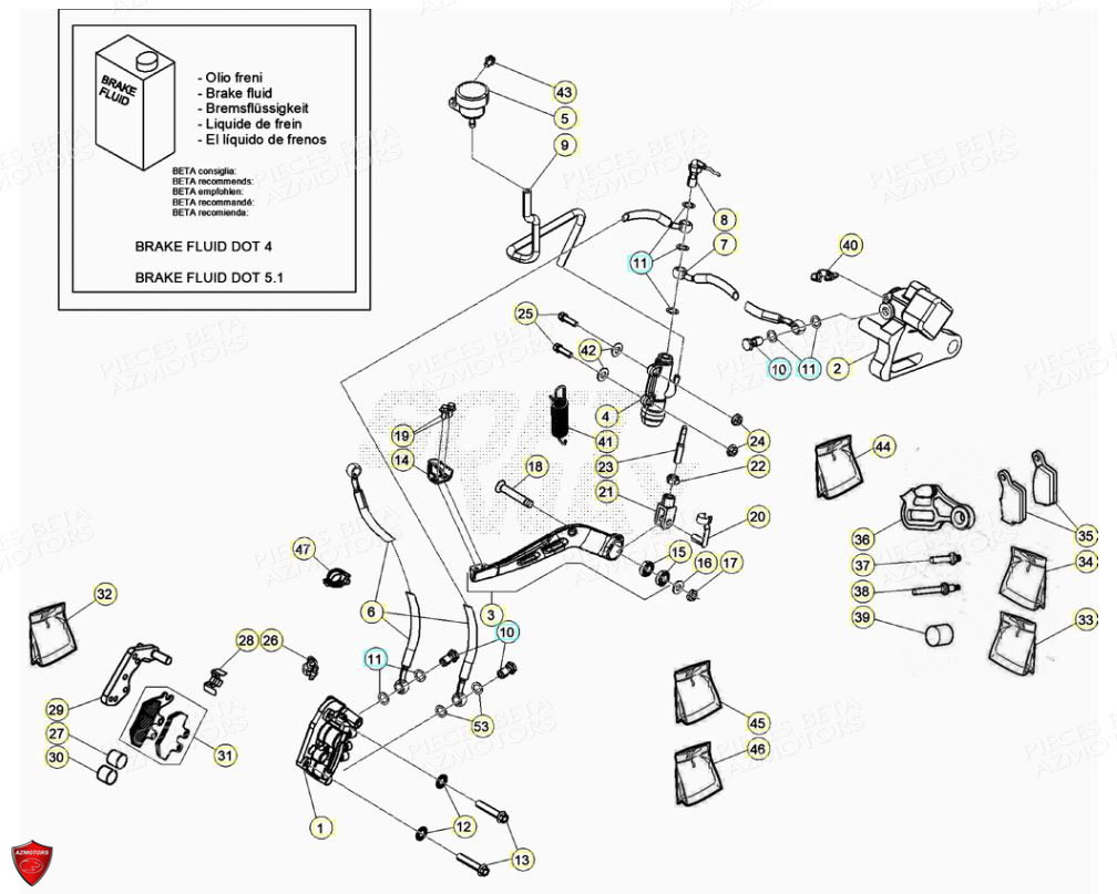 Freins AZMOTORS PiÃ¨ces Beta ENDURO RR 125 4T LC - 2019