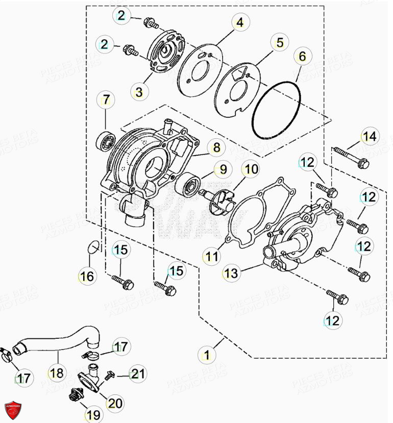 Pompe A Eau AZMOTORS PiÃ¨ces Beta ENDURO RR 125 4T LC - 2019